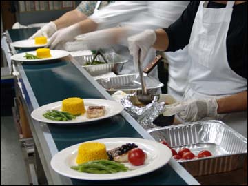 Caterers use the Porta-Veyor to assemble and deliver meals. Catering is easy with a portable conveyor.